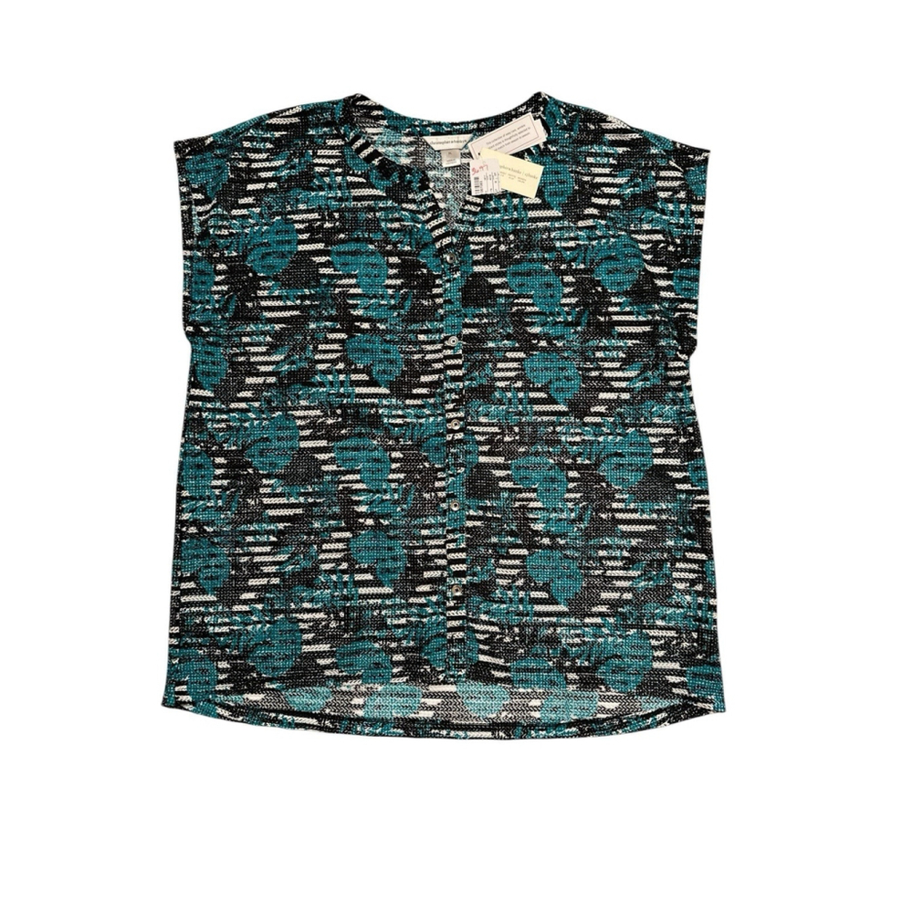 Christopher Banks Sheer Blouse Womens XL Sleeveless Summer Beach Button Top NWT